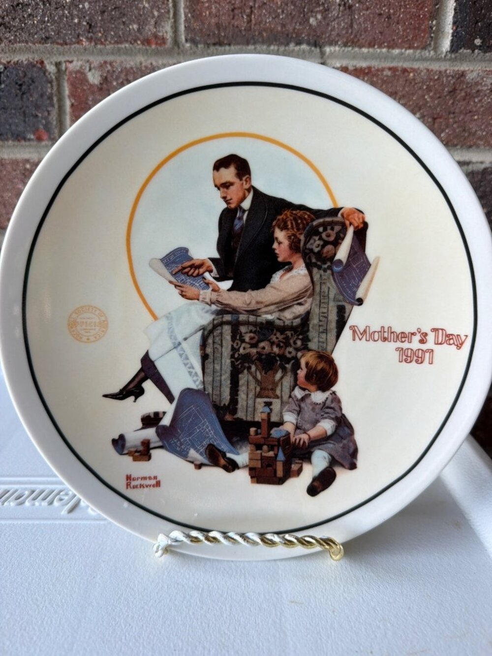 Vintage 1991 Norman Rockwell "Building Our Future" Plate -- 17243-A
